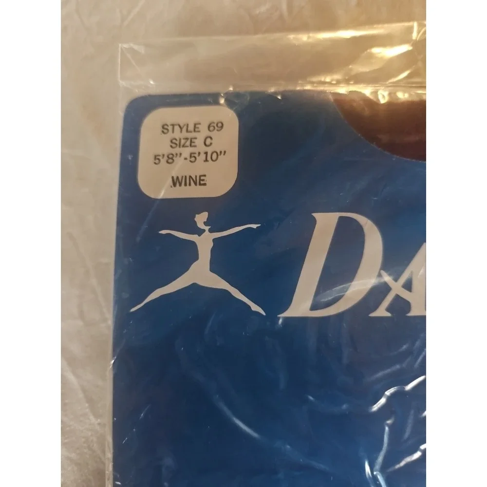 VTG NEW DANSKIN WINE CLASSIC TIGHTS DANCE FASHION‎ OPAQUE EXERCISE *C